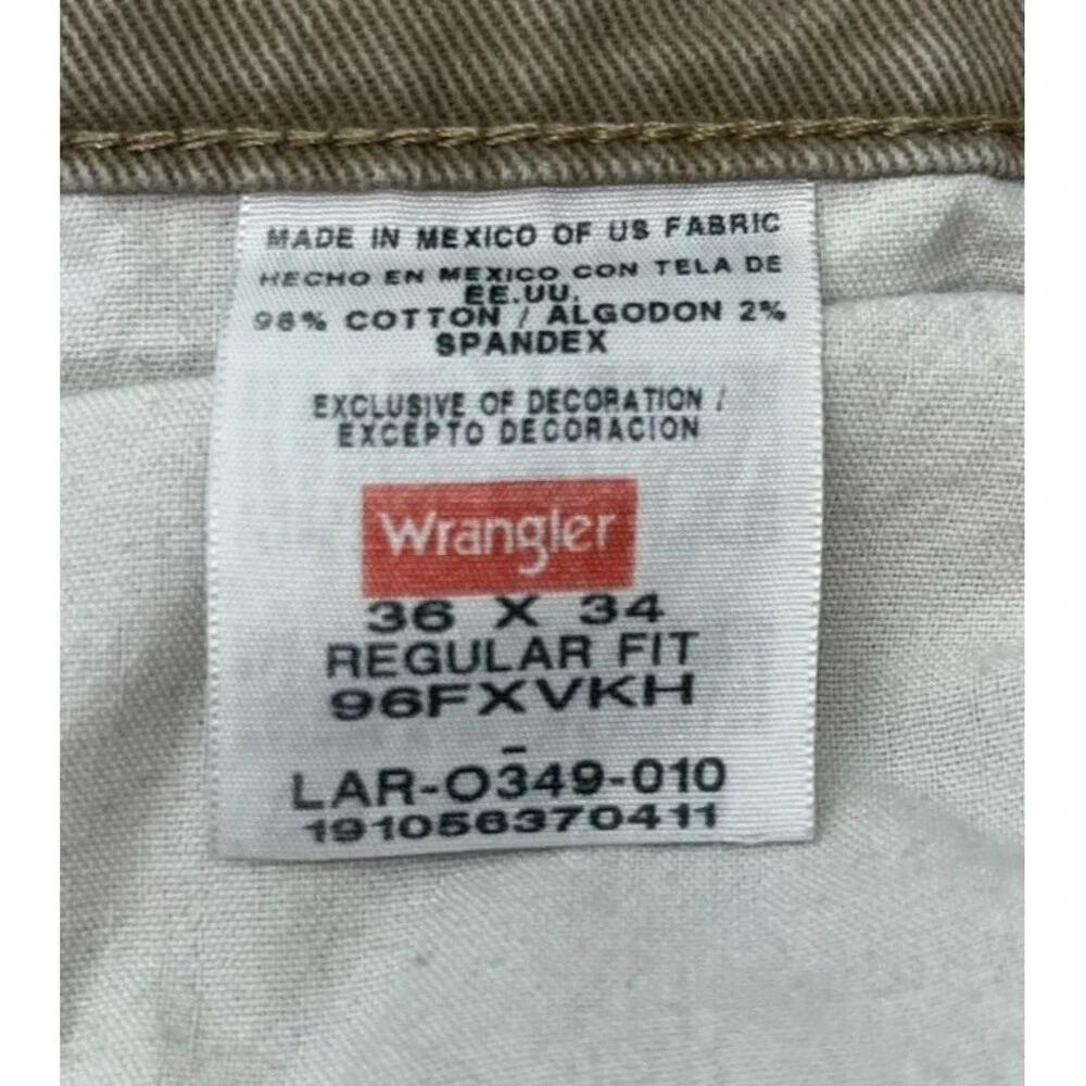 Wranglers Khaki 36x34 Regular Fit